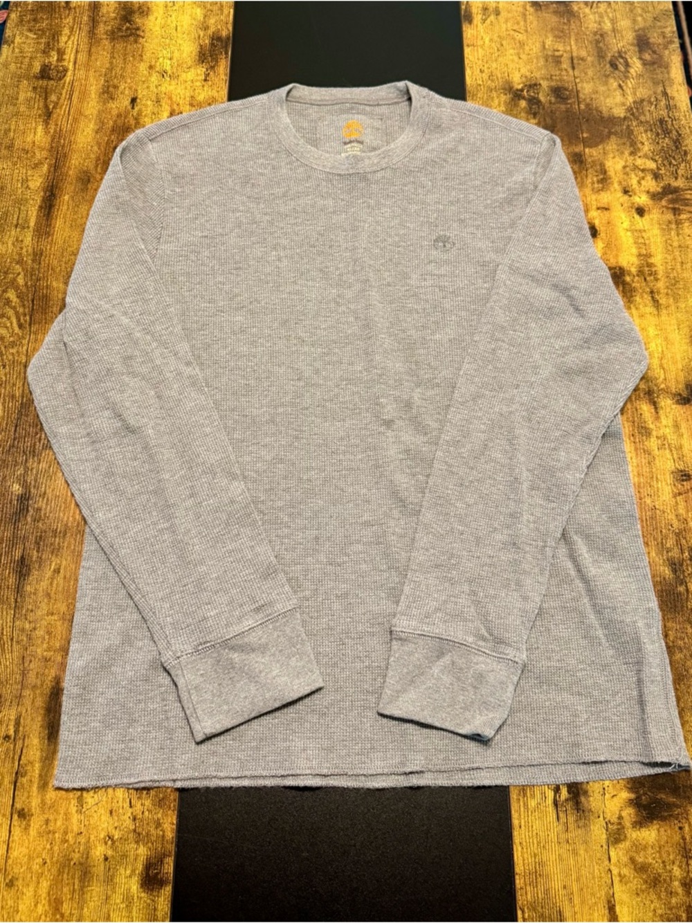 Timberland Waffle Knit Thermal Shirt XL Gray Long Sleeve Crewneck